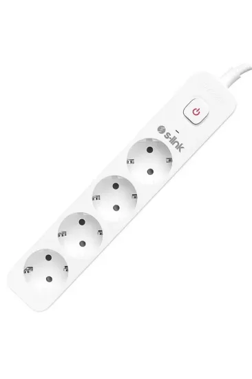 S-link Spg401s Beyaz 1.5mm Bakır 1.5 Metre Kablolu 750 Joule 4'lü Anahtarlı Akım Korumalı Priz S-link Spg401s Beyaz 1.5mm Bakır 1.5 Metre Kablolu 750 Joule 4'lü Anahtarlı Akım Korumalı Priz