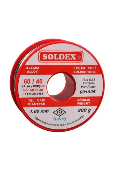 Soldex 1.00mm Kalın 200 Gram Kalın Lehim Teli Sn60 Pb40 Soldex 1.00mm Kalın 200 Gram Kalın Lehim Teli Sn60 Pb40