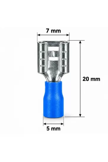 Powermaster Pm-39057 1,5-2,5mm2 Kesit 20x7x5mm Soket Mavi İzoleli Kablo Pabucu (100'lü Paket) Powermaster Pm-39057 1,5-2,5mm2 Kesit 20x7x5mm Soket Mavi İzoleli Kablo Pabucu (100'lü Paket)