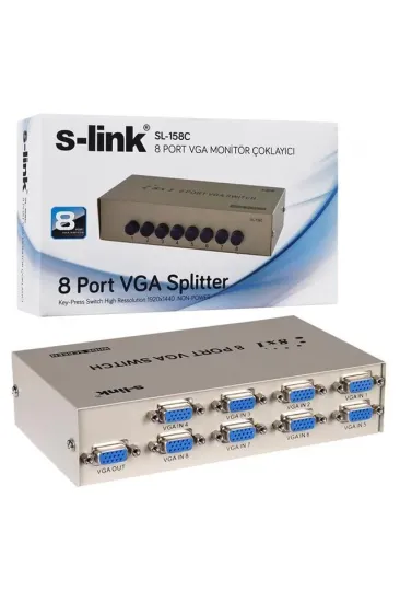 S-link Sl-158c 8x1 Port Vga Switch (8 Giriş - 1 Çıkış) S-link Sl-158c 8x1 Port Vga Switch (8 Giriş - 1 Çıkış)