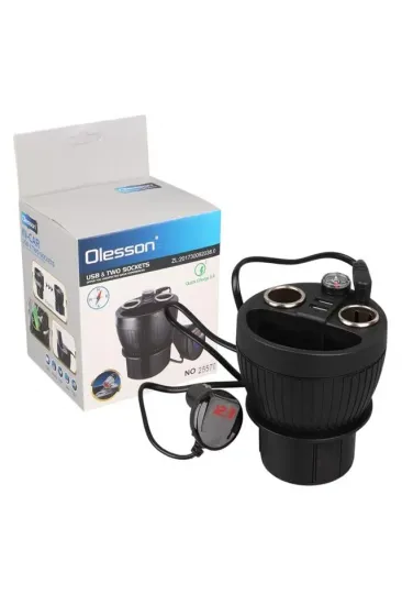 Olesson 1640 12-24v Çiftli Çift Usbli 120w 80cm Kablolu Dijital Ekranlı Araç Çakmak Çoklayıcı Olesson 1640 12-24v Çiftli Çift Usbli 120w 80cm Kablolu Dijital Ekranlı Araç Çakmak Çoklayıcı