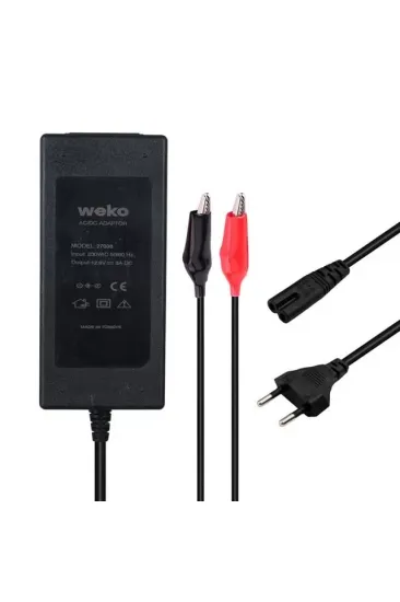 Weko 12.6 Volt - 3 Amper Krokodil Uçlu Ledli Yerli Üretim Masaüstü Şarj Adaptörü Weko 12.6 Volt - 3 Amper Krokodil Uçlu Ledli Yerli Üretim Masaüstü Şarj Adaptörü