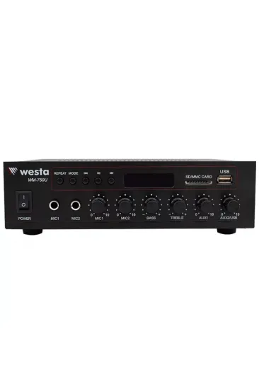 Westa Wm-750u 80 Watt 100v-70v Mini 4-16 Ohm Usb-sd-bluetooth 2 Mikrofon Girişli Trafolu Anfi Westa Wm-750u 80 Watt 100v-70v Mini 4-16 Ohm Usb-sd-bluetooth 2 Mikrofon Girişli Trafolu Anfi