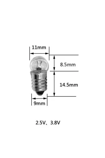 Mini Fener Ampul 2.5v Vidalı 50'li Paket Mini Fener Ampul 2.5v Vidalı 50'li Paket