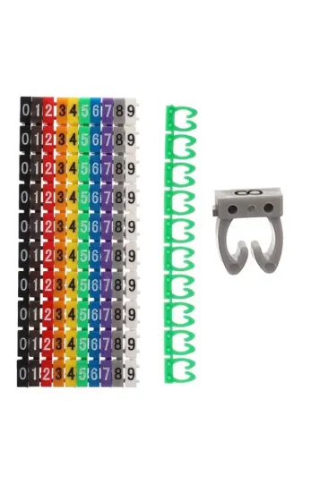 Powermaster 0-9 Dijital Kodlu Renkli Kablo İşaretleyici 2,5mm (100lü Paket)