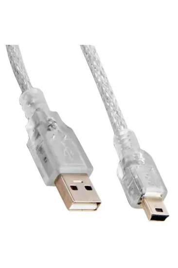 Powermaster Usb 2.0 Şeffaf 5 Metre Usb Am Mini 5 Pin Kablo Powermaster Usb 2.0 Şeffaf 5 Metre Usb Am Mini 5 Pin Kablo