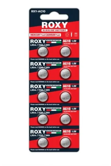 Roxy Rxy-ag10 1.5 Volt Lr54/1130/189/389 Alkalin Düğme Pil (10'lu Paket) Roxy Rxy-ag10 1.5 Volt Lr54/1130/189/389 Alkalin Düğme Pil (10'lu Paket)