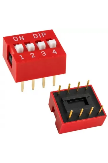 Pcb Tip 4'lü Kırmızı Dıp Switch 2.54mm Pin Aralıklı Devre Anahtarı Pcb Tip 4'lü Kırmızı Dıp Switch 2.54mm Pin Aralıklı Devre Anahtarı