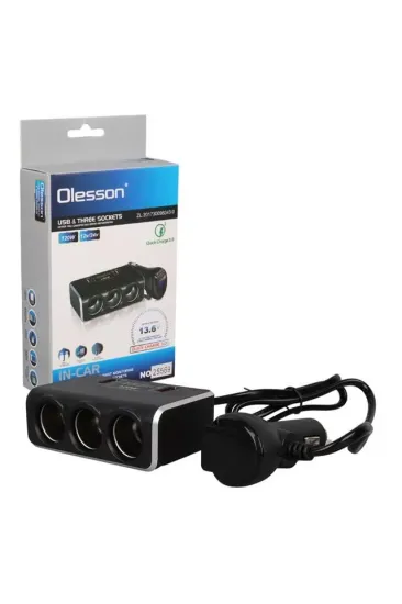 Olesson 1639 12-24v 3lü Çift Usbli 120w 80cm Kablolu Dijital Ekranlı Araç Çakmak Çoklayıcı Olesson 1639 12-24v 3lü Çift Usbli 120w 80cm Kablolu Dijital Ekranlı Araç Çakmak Çoklayıcı
