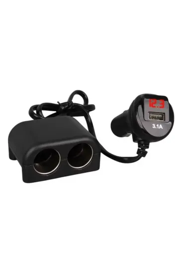 Olesson 1641 12-24v Çiftli Usbli 120w 80cm Kablolu Dijital Ekranlı Araç Çakmak Çoklayıcı Olesson 1641 12-24v Çiftli Usbli 120w 80cm Kablolu Dijital Ekranlı Araç Çakmak Çoklayıcı