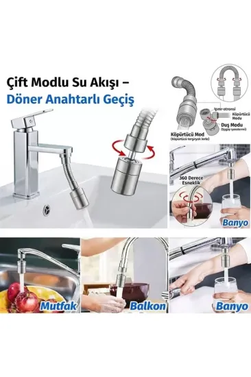 Sunup Sn-29317 Çift Hız Ayarlı Gümüş Renk Musluk Başlığı Sunup Sn-29317 Çift Hız Ayarlı Gümüş Renk Musluk Başlığı