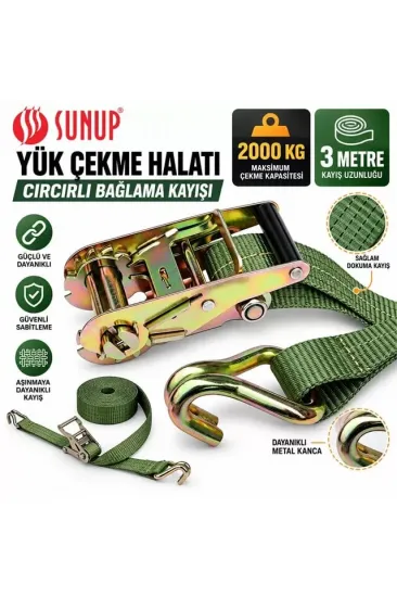 Sunup Sn-37783 3 Metre Yük Çekme Halatı Cırcırlı Bağlama Kayışı Spanzet 2000kg Sunup Sn-37783 3 Metre Yük Çekme Halatı Cırcırlı Bağlama Kayışı Spanzet 2000kg