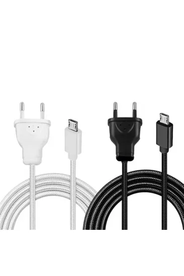 Powermaster Micro Usb Serisi 220v Fişli Örgülü Şarj Kablosu