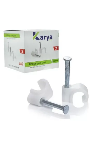 Karya 2 Numara 6 Mm Çelik Çivili Kroşe (100'lü Paket)