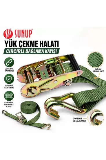 Sunup Sn-37786 10 Metre Yük Çekme Halatı Cırcırlı Bağlama Kayışı Spanzet 2000kg Sunup Sn-37786 10 Metre Yük Çekme Halatı Cırcırlı Bağlama Kayışı Spanzet 2000kg
