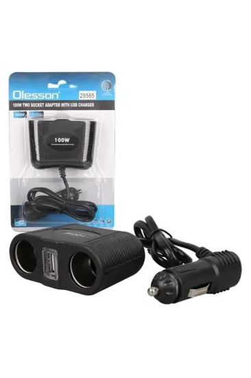 Olesson 1645 12-24v Tek Usb Girişli 100w 70cm Kablolu 2'li Araç Çakmak Çoklayıcı Olesson 1645 12-24v Tek Usb Girişli 100w 70cm Kablolu 2'li Araç Çakmak Çoklayıcı
