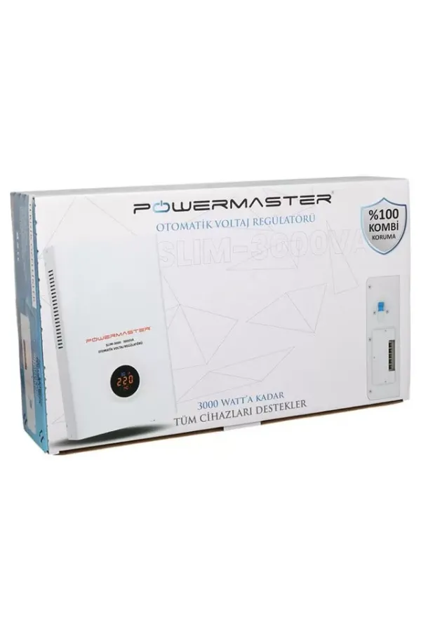 Powermaster Slım-3000 Otomatik 3000 Watt Kombi Voltaj Regülatörü Powermaster Slım-3000 Otomatik 3000 Watt Kombi Voltaj Regülatörü