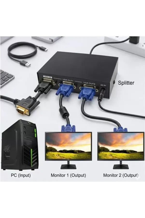 Powermaster 2 Port 250 Mhz Vga Splitter Dağıtıcı Powermaster 2 Port 250 Mhz Vga Splitter Dağıtıcı