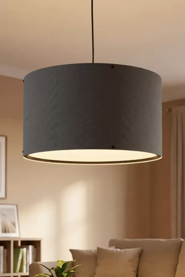 Antrasit Gri Kumaş Başlıklı Sarkıt Avize 35 Cm Antrasit Gri Kumaş Başlıklı Sarkıt Avize 35 Cm