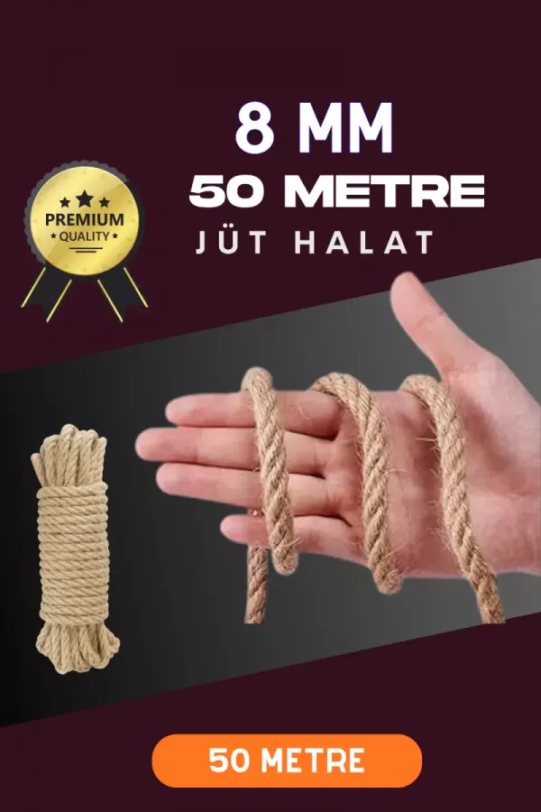 8 Mm 50 Metre Jüt Halat Dekoratif Hasır İp Urgan Süs 8 Mm 50 Metre Jüt Halat Dekoratif Hasır İp Urgan Süs