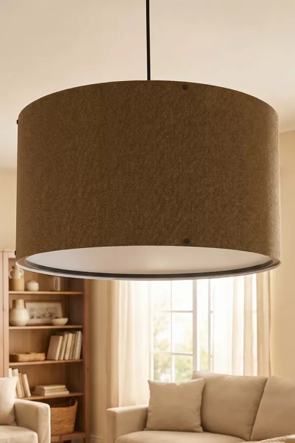 Tütün Kahve Kumaş Başlıklı Sarkıt Avize 35 Cm Tütün Kahve Kumaş Başlıklı Sarkıt Avize 35 Cm