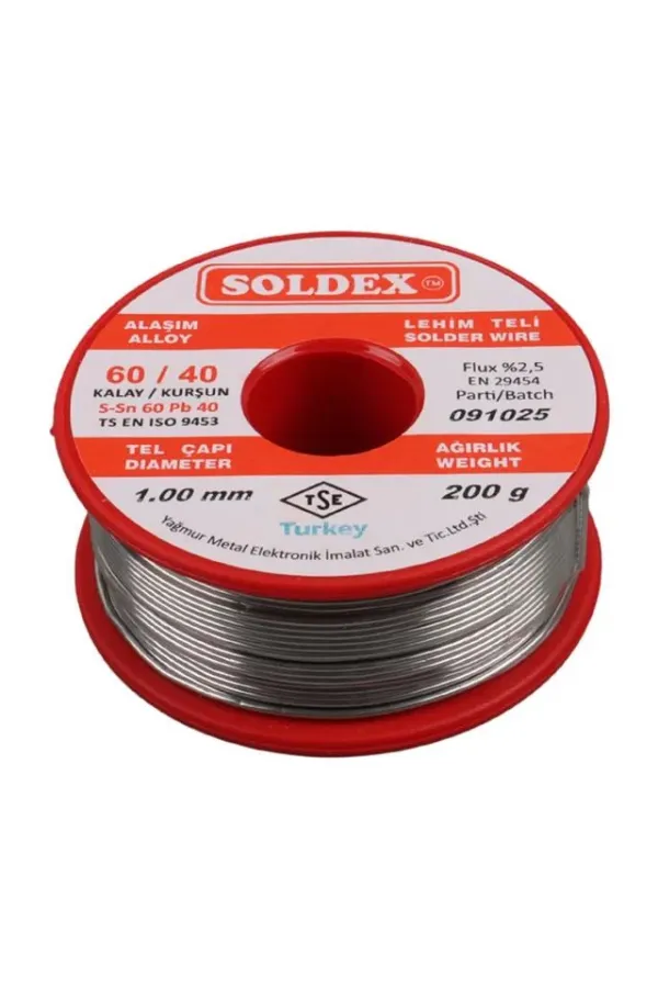 Soldex 1.00mm Kalın 200 Gram Kalın Lehim Teli Sn60 Pb40